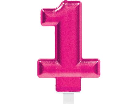 Sparkling Celebration Pink Number 1 Candle For Sale