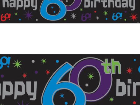 The Party Continues 60th Giant Metallic Sign Banner For Cheap