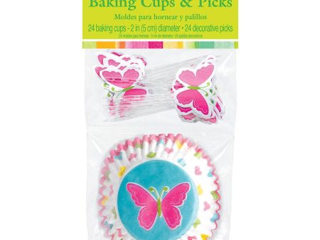 Spring Cupcake Cases And Picks 24pcs Fashion