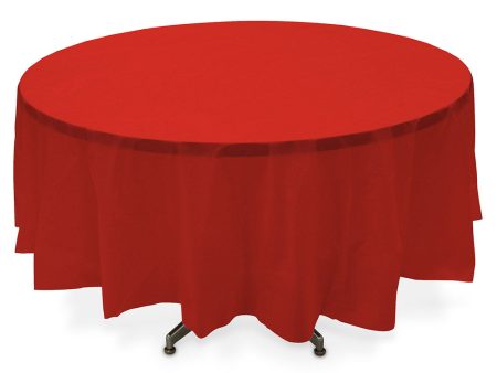 Apple Red Round Plastic Table Cover 84in Hot on Sale