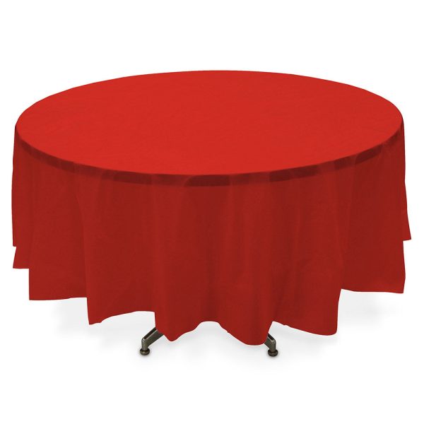 Apple Red Round Plastic Table Cover 84in Hot on Sale