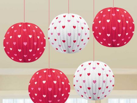 Valentine Printed Mini Lanterns 5pcs Online now