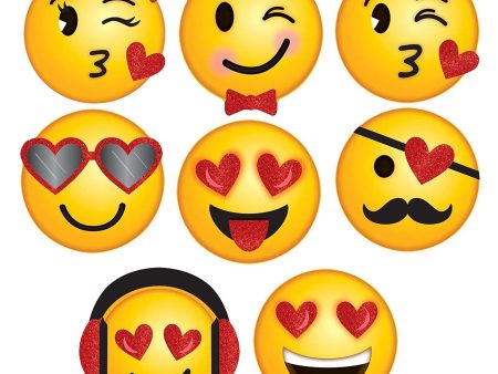 Valentine Emoji Glitter Cutout Super Value Pack 8pcs Cheap