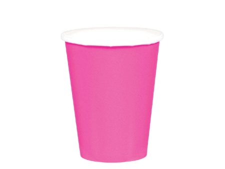 Bright Pink Paper Cups 9oz 20pcs Sale