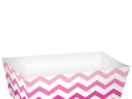 Pink Paper Mini Rectangular Chevron Snack Tray 24pcs Supply