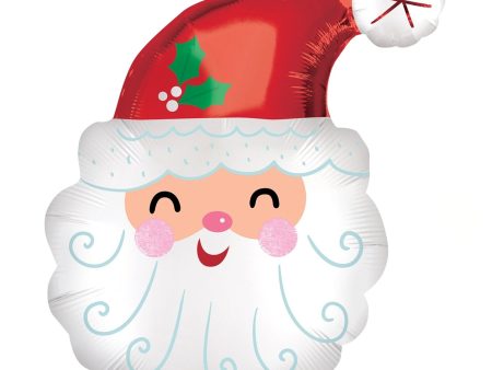 Smiley Satin Santa Head SuperShape Balloon 48x68cm Cheap