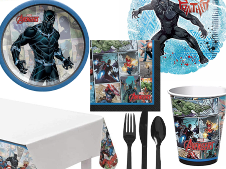 Black Panther 59 Pieces Tableware Party Supplies for 8 Guests Sale