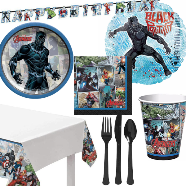 Black Panther 59 Pieces Tableware Party Supplies for 8 Guests Sale