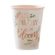 Baby in Bloom Rose Gold Floral Baby Shower Cups 8pcs For Discount