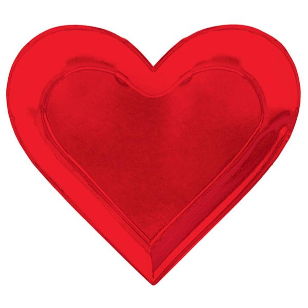 Valentine s Heart Shaped Metallic Paper Plates 10in, 8pcs on Sale