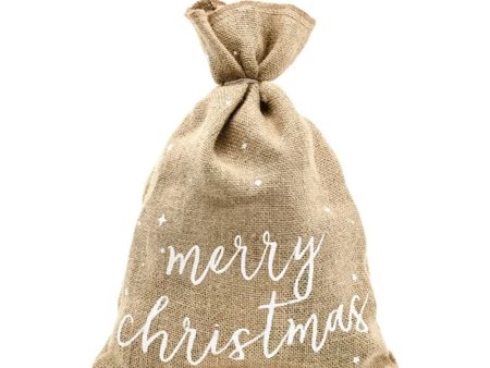 Merry Christmas Jute Sack 30cm Fashion