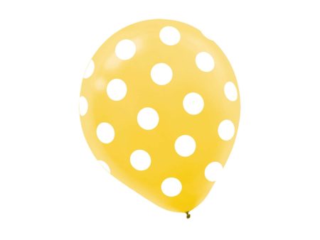 Yellow Dots Latex Balloons 12in, 6pcs on Sale