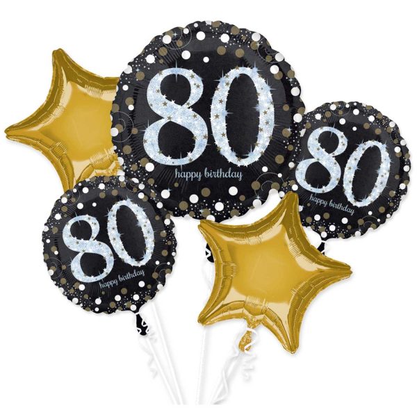 Sparkling Birthday 80 Balloon Bouquet 5pcs Online