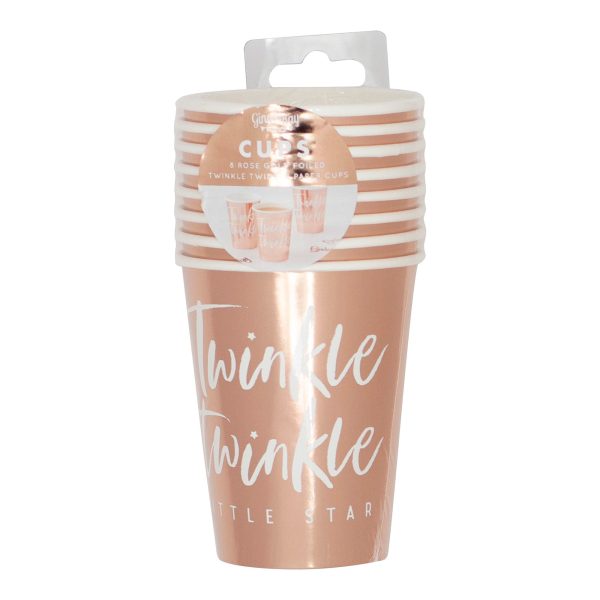 Twinkle Twinkle Rose Gold Foiled Paper Cups 9oz 8pcs Sale