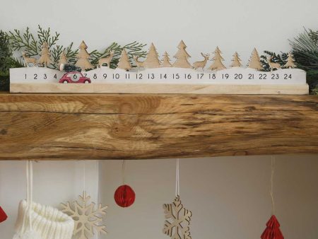 Wooden Reusable Christmas Advent Calendar with Moveable Car Online Sale