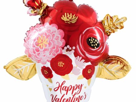 Valentine s Day Painted Flowers SuperShape Balloon Supply