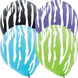 Zebra Assorted Latex Balloons 12in, 100pcs Online now