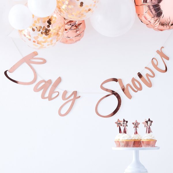 Twinkle Twinkle Rose Gold Baby Shower Bunting Decoration Online now