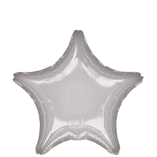 Star Silver Metallic Satin Luxe Foil Balloon 45cm For Cheap