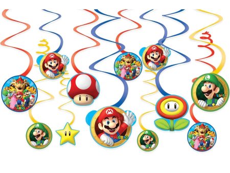 Super Mario Swirl Decoration Foil & Paper 12pcs Supply