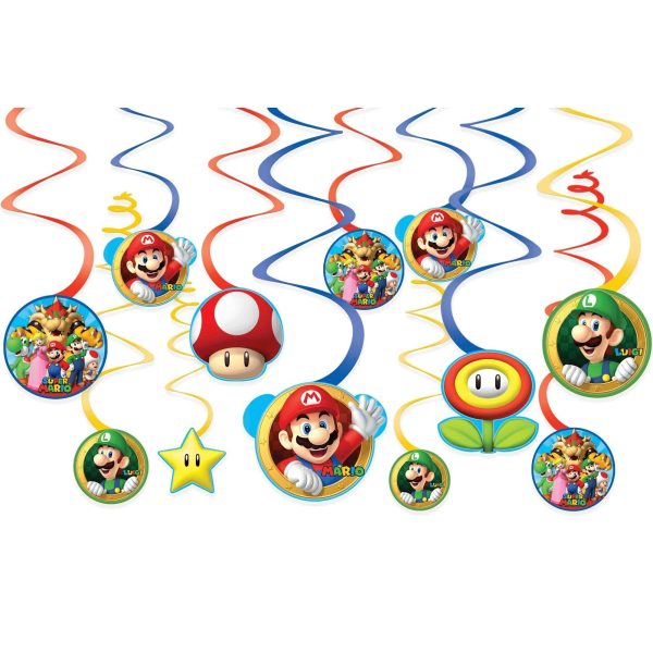 Super Mario Swirl Decoration Foil & Paper 12pcs Supply