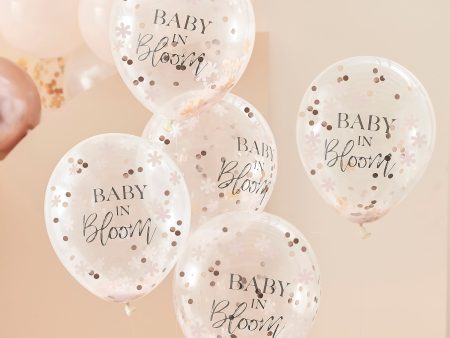 Baby in Bloom Rose Gold Baby Shower Confetti Balloons 5pcs Fashion