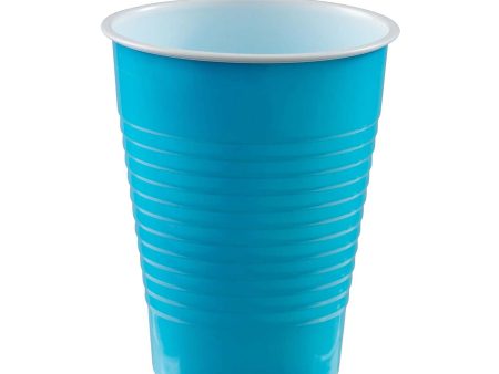 Caribbean Blue Plastic Cups 12oz 20pcs Hot on Sale