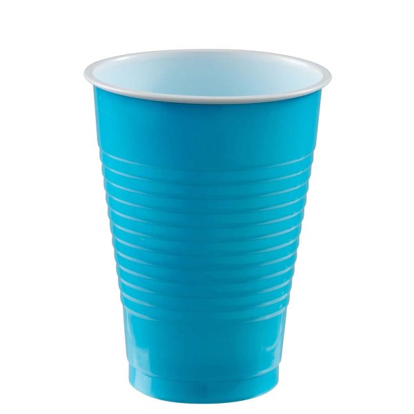 Caribbean Blue Plastic Cups 12oz 20pcs Hot on Sale