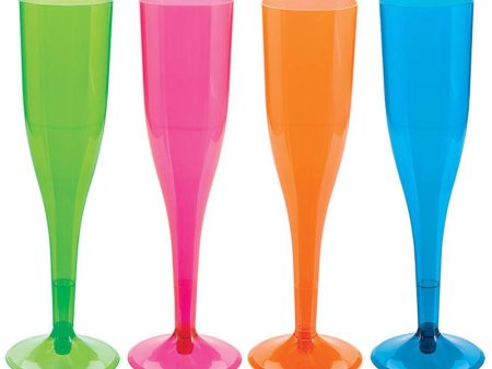 Neon Champagne Plastic Glasses Assorted 5.5oz, 20pcs Discount