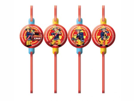 Fireman Sam Drinking Straws 8pcs Online now