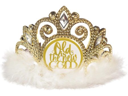 Over The Hill Golden Age Flashing Plastic and Marabou Tiara Supply