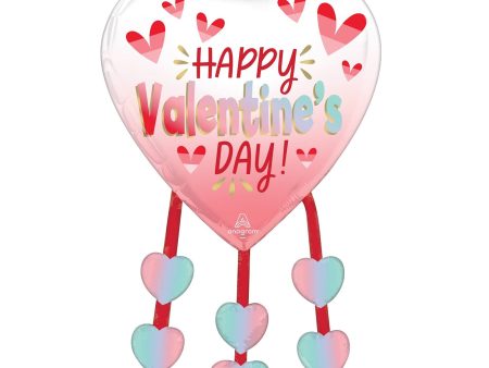 Happy Valentine s Day Diffused Ombré Heart Danglers SuperShape 53x86cm Fashion