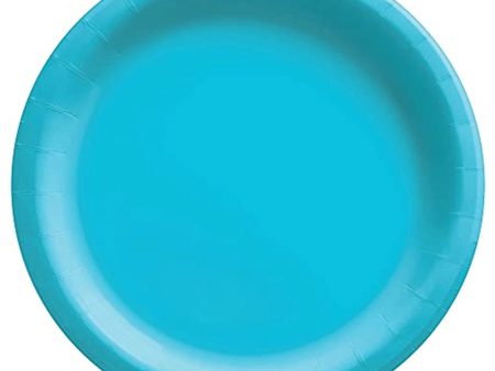 Carribean Blue Round Paper Plates Midcount 8in, 20pcs on Sale