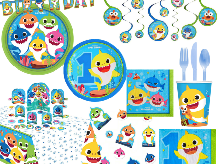 Baby Shark 1st Birthday Party Kit For 16 People For Cheap