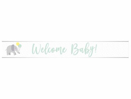 Welcome Baby Blue Script Foil Banners 2.7m Cheap