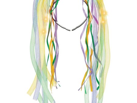 Mardi Gras Pigtail Light Up Mesh Headband Online Hot Sale