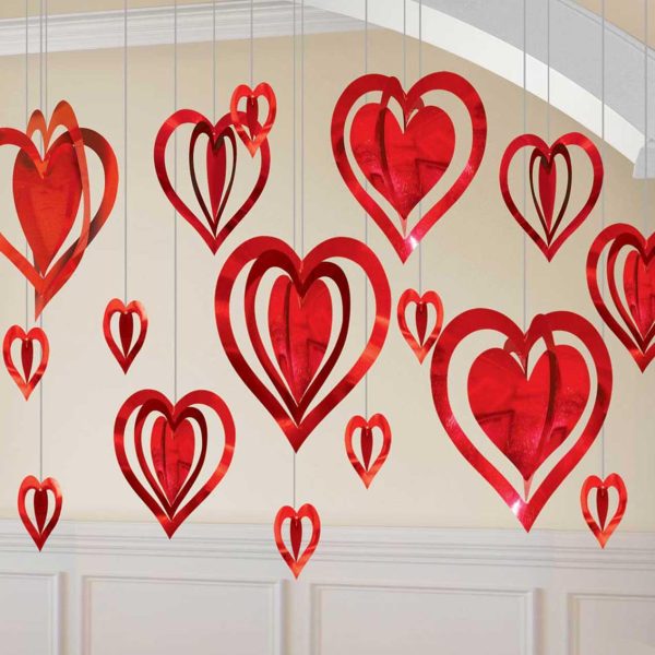 Valentine Hanging Decoration 3D Foil Heart Sale