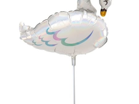 Swan Iridescent Mini Shape Balloon 30x22cm For Sale