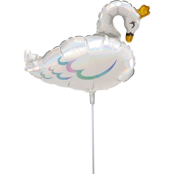 Swan Iridescent Mini Shape Balloon 30x22cm For Sale