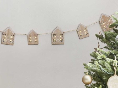 Wooden Gingerbread House Christmas Bunting with Light Up Windows For Discount