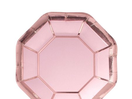 Blush Wedding Octagon Paper Plates 7in, 8pcs Online now