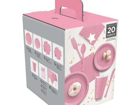 New Pink Boxed Tableware Kit for 20 Guests Fashion