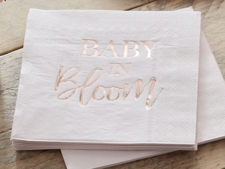 Baby in Bloom Rose Gold And Blush Baby Shower Lunch Napkins 16pcs Discount