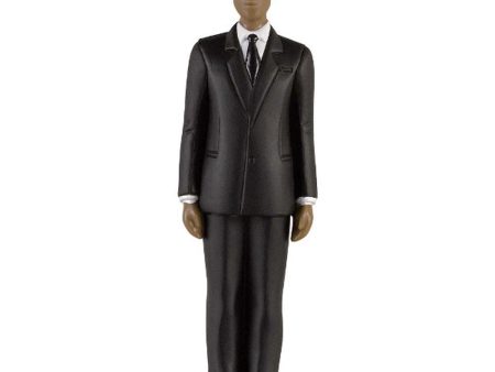 African American Groom Plastic Cake Topper 4.50in Online Hot Sale