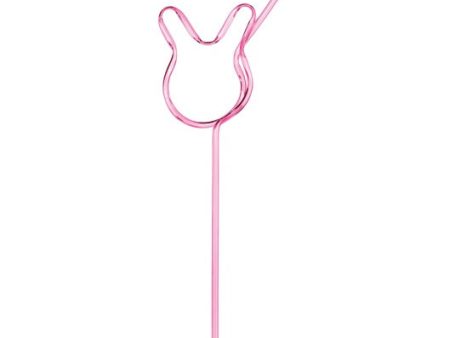 Easter Pink Bunny Shaped Fun Plastic Straw Supply