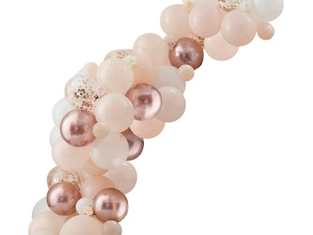 Baby in Bloom Peach, White & Rose Gold Balloon Arch Hot on Sale