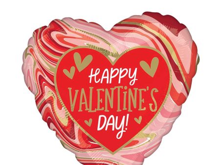 Happy Valentine s Day Twisty Marble Foil Balloon 45cm Supply