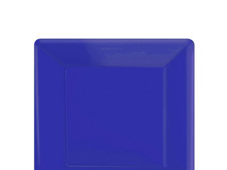 Bright Royal Blue Square Paper Plates 7in, 20pcs Hot on Sale