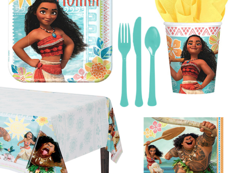 Moana Basic 57 Piece Tableware Party Supplies for 8 Guests For Sale