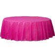 Bright Pink Round Plastic Table Cover 84in For Discount